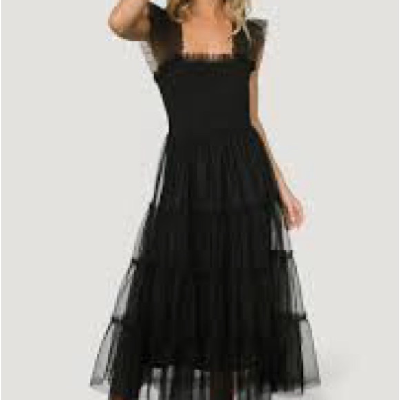 Baltic Born Emma Smocked Tulle Dress in black - Picture 2 of 13